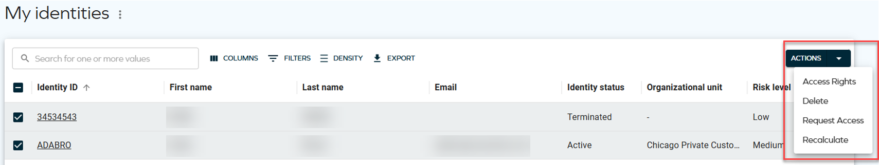 Bulk actions shown as individual buttons after the redesign